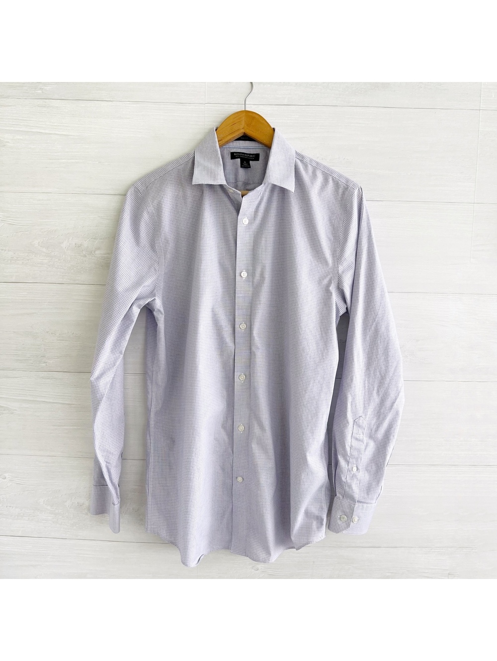 Banana Republic Men’s Purple Micro Check Slim Fit Non-Iron Dress Shirt M